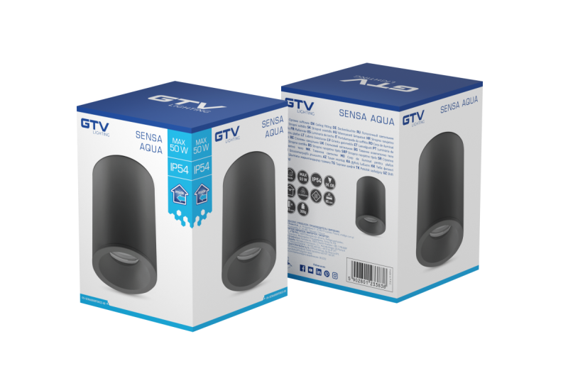 Decor SENSA AQUA stropné svietidlo hliník 85x115 IP54 max 50W okrúhle čierne. 1208964009