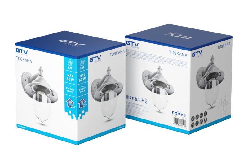 Sviečka záhradného osvetlenia TOSKANA-AD E27 MAX.60W IP54 AC220-240V 50-60Hz jednoduchá nástenná lampa sivá. 1208964027