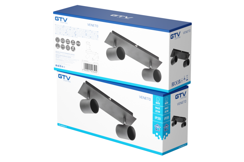 Dekor Stropné svietidlo VENETO IP20 max. 20W 2 x GU10 okrúhle čierne. 1208964038