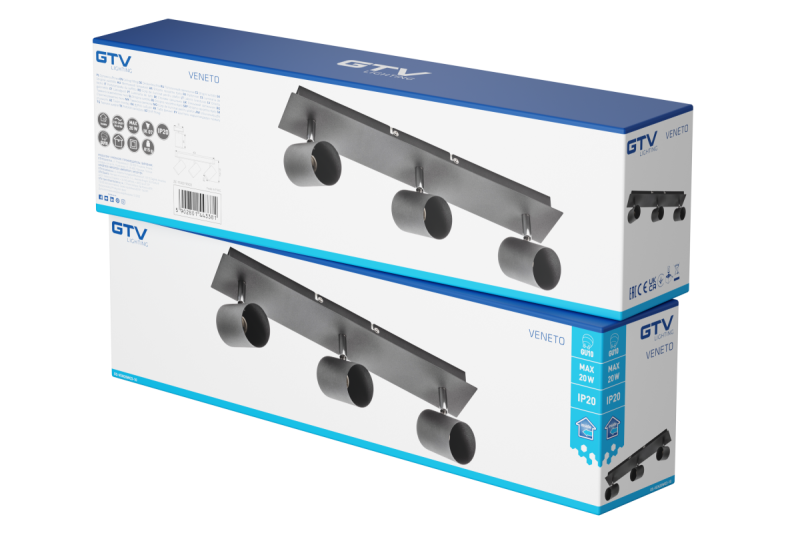 Dekor Stropné svietidlo VENETO IP20 max. 20W 3 x GU10 okrúhle čierne. 1208964040