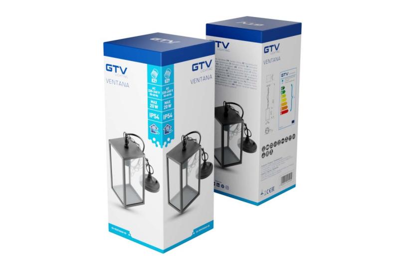 Dekoratívne záhradné svietidlo VENTANA-H E27 MAX.20W IP54 AC220-240V 50-60Hz čierna. 1208964047