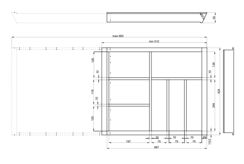 Decor Cutle Príbory Kuchynské nastaviteľné vložky pre skrinky 600-1000 mm  1208966291