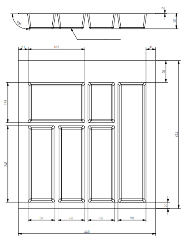 Deco Cutle Príborník Vložka do Kuchynskej Zásuvky 500 Biela 1208966375