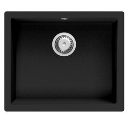 GraniteMy Universele granieten zwarte spoelbak 50x40 cm čierna montáž na povrch, pod montáž a rovná montáž s nerezovou zátkou 1208966880