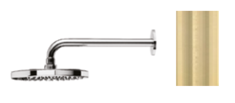 Waterevolution Flow hlavová sprcha 250 mm s nástenným pripojením PVD Light Gold T164125WGE