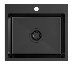 Quadri Dixton 50 čierny Nano PVD nerezový drez 500x450 mm s otvorom na batériu, montáž na pracovnú dosku 1208967082