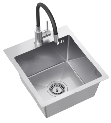 Quadri Dixton 40 set s nerezovým drezom 400x450 mm s otvorom na batériu a kuchynskou batériou Quadri Bristol nerez.