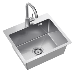 Quadri Dixton 50 set s nerezovým drezom 500x450 mm s otvorom na batériu a nerezovou kuchynskou batériou Coventry