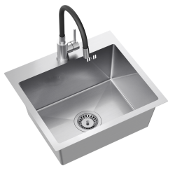 Quadri Dixton 50 set s nerezovým drezom 500x450 mm s otvorom na batériu a nerezovou kuchynskou batériou Bristol
