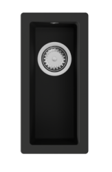 GraniteMy Universal granitový malý čierny drez 17x40 cm čierny, na montáž na povrch, podmontáž a montáž v jednej rovine s nerezovou zátkou 1208967105