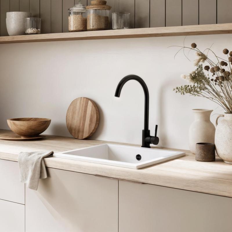 GraniteMy Universal žulový biely drez 34x40 cm biely, vrchná montáž, spodná montáž a rovná montáž s nerezovou zátkou 1208967107