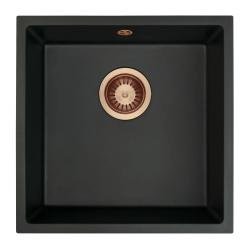 GraniteMy Universal granitový čierny drez 40x40 cm čierny na vrch, pod vrch a do roviny s medenou zátkou 1208967114