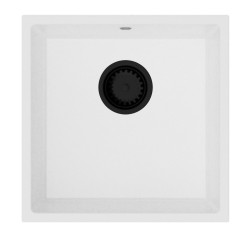 GraniteMy Universal granitový biely drez 40x40 cm biely na pracovnú dosku, pod pracovnú dosku a na rovinu s čiernou zátkou 1208967128