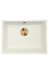 GraniteMy Universele granieten witte spoelbak 55x40 cm biela, montáž zhora, zdola a v jednej rovine s doskou s medenou zátkou 1208967156