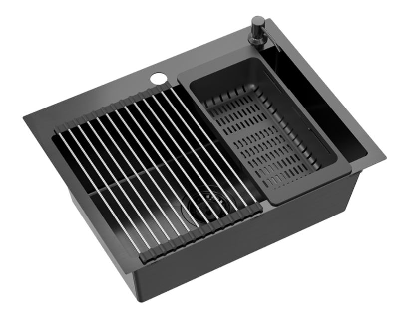 Quadri Dixton 60 čierny PVD Nano nerezový drez 580x450 mm s otvorom na batériu a príslušenstvom 1208967195