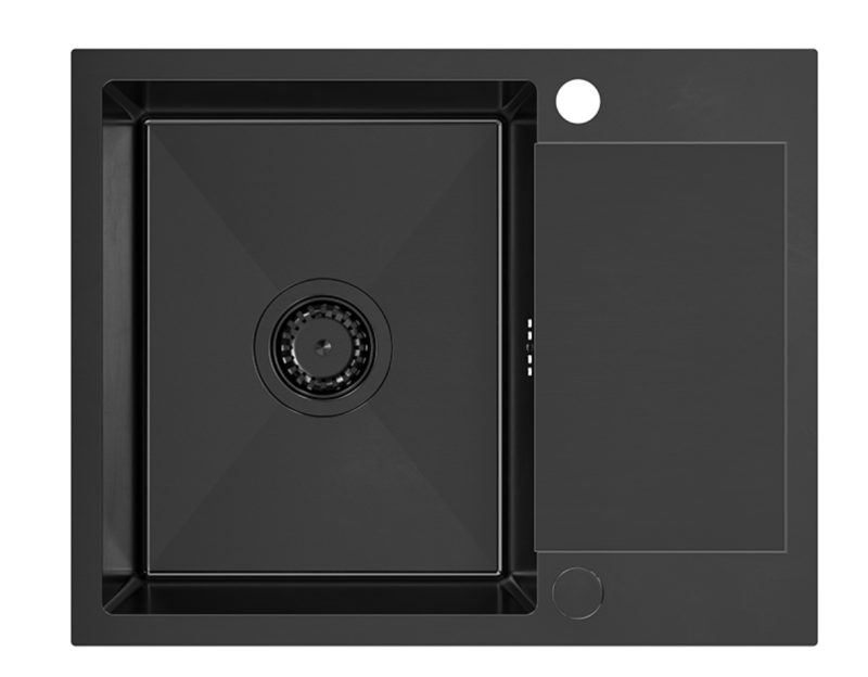 Quadri Dixton 80 čierna PVD Nano nerezová oceľ drez 600x480 mm s odkvapkávacou plochou obojstranný 1208967197