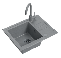 Quadri Sligo 60 sivý žulový drez set 55x44 cm s odkvapkávacou plochou vrátane batérie 1208967200