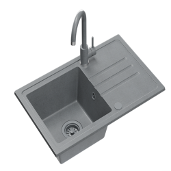 Quadri Sligo 70 sivý žulový drez set 70x44 cm s odkvapkávacou plochou vrátane batérie 1208967203