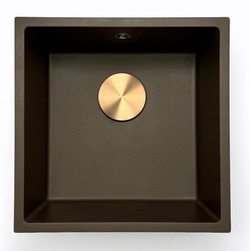 GraniteMy Universele granieten cafésink 40x40 cm voor opbouw, onderbouw en vlakbouw met rvs plug 1208967212