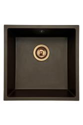 GraniteMy Universele granieten café spoelbak 40x40 cm opbouw, onderbouw en vlakbouw met koperen plug 1208967217