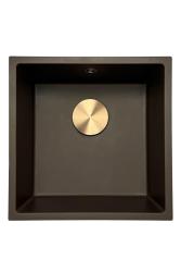 GraniteMy Universele granieten café spoelbak 40x40 cm opbouw, onderbouw en vlakbouw met koperen plug 1208967217