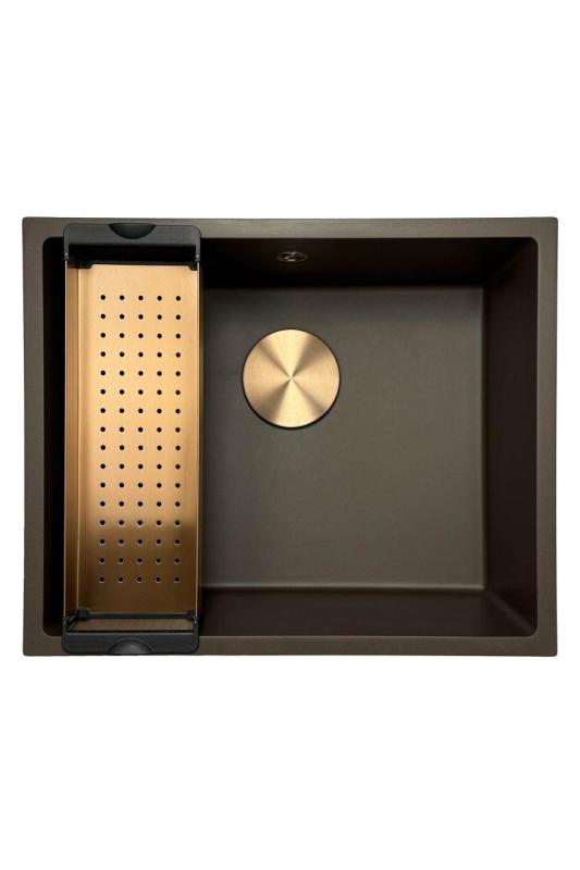 GraniteMy Universal granitový kávový drez 50x40 cm na pracovnú dosku, pod pracovnú dosku a do roviny s medenou zátkou 1208967229