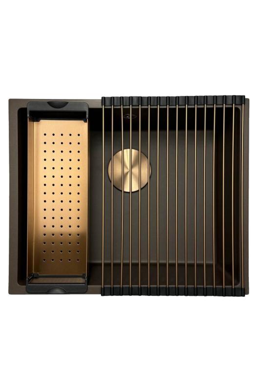 GraniteMy Universal granitový kávový drez 50x40 cm na pracovnú dosku, pod pracovnú dosku a do roviny s medenou zátkou 1208967229