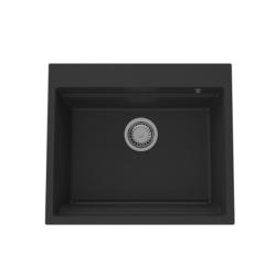 GraniteMy parná žulová drevená miska 56x48 cm čierna na stavbu s nerezovou zátkou vrátane príslušenstva 1208967231