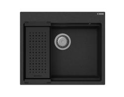 GraniteMy parná žulová drevená miska 56x48 cm čierna na stavbu s nerezovou zátkou vrátane príslušenstva 1208967231