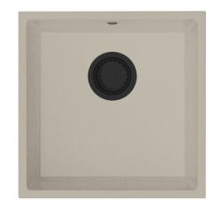 GraniteMy Universal žulový béžový pieskový drez 40x40 cm na dosku, pod dosku a na úroveň dosky s čiernou zátkou 1208967232