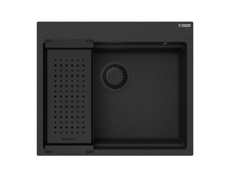 GraniteMy granitový drez 56x48 cm čierny na montáž s čiernou zátkou vrátane príslušenstva 1208967233