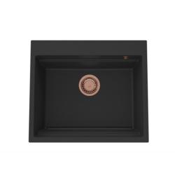 GraniteMy parná žulová drez 56x48 cm čierna nadstavbová s medenou zátkou vrátane príslušenstva 1208967234