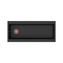 GraniteMy Trog žulový veľký čierny drez 116x50 cm čierny na montáž s otvorom na batériu s medenou zátkou 1208967238