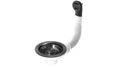 Granitemy sada výpustného ventilu PVD kartáčovaný gun metal, odtoková sada pre drez vrátane prepadového ventilu okrúhly 1208967253