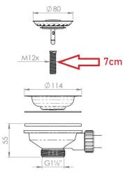 Granitemy dutý šroub 7 cm M12x70 mm na predĺženie pre sadový kotvový set pre hrubé materiály 1208967255