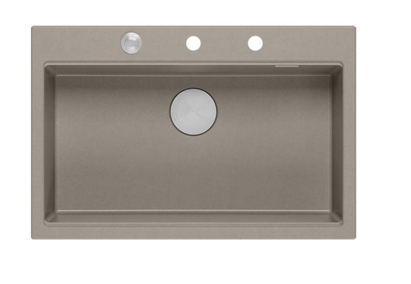 Quadri Hard Rock taupe žulový vrchný drez veľký 76x50cm vrátane nerezovej zátky a príslušenstva 1208967270