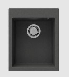 GraniteMy Bremen žulový drez 40x50 cm čierny, montáž na dosku, spodná montáž a rovná montáž s otvorom pre batériu s nerezovou zátkou 1208967278