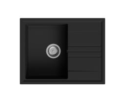 GraniteMy Vesi granitový obložený čierny drez 64x50cm s odkvapkávačom, otočný, s nerezovou zátkou 1208967280
