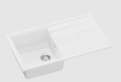 GraniteMy Vesi granitový nadstavbový biely drez 86x50cm s odkvapkávačom, otočný so skrutkou z nerezovej ocele 1208967291