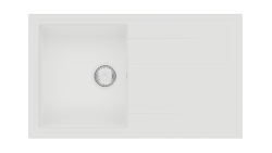 GraniteMy Vesi granitový nadstavbový biely drez 86x50cm s odkvapkávačom, otočný so skrutkou z nerezovej ocele 1208967291