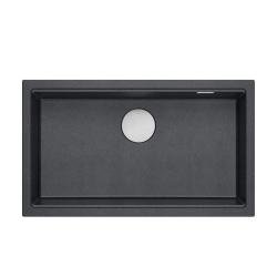 Quadri Newport II veľký a hlboký drez z granitu, montáž na pracovnú dosku aj pod pracovnú dosku, antracitový drez 76x45cm s nerezovou zátkou 1208967313