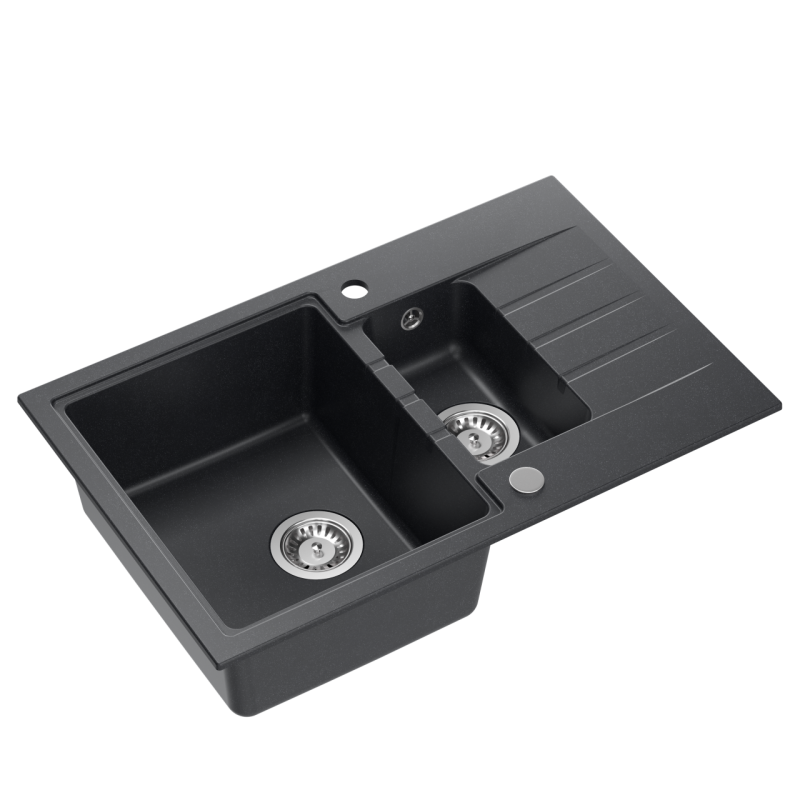 Quadri sveter antracitový 1,5 žulový vstavaný drez s odkvapkávačom obojstranný 78x50cm 1208967381