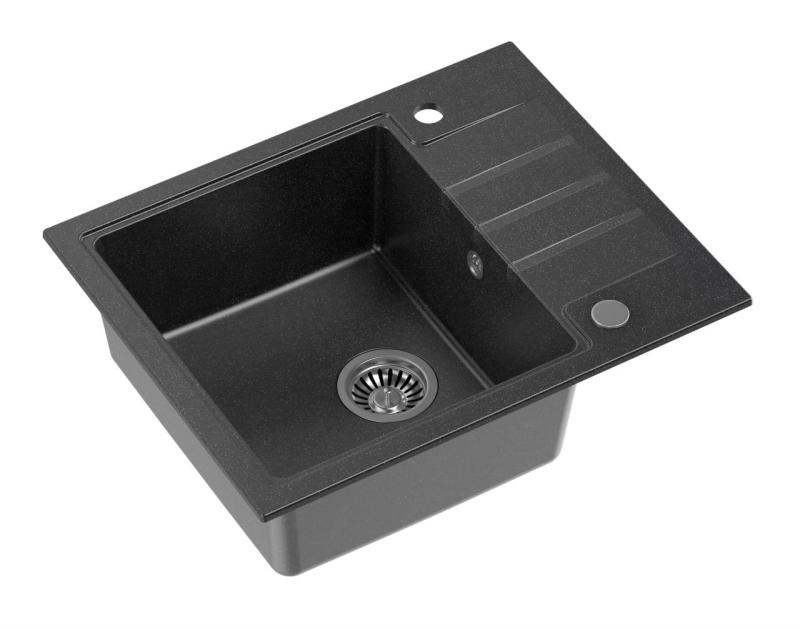 Quadri Cardigan antracitový granitový vstavaný drez s odkvapkávacou plochou, obojstranný 62x50cm 1208967391