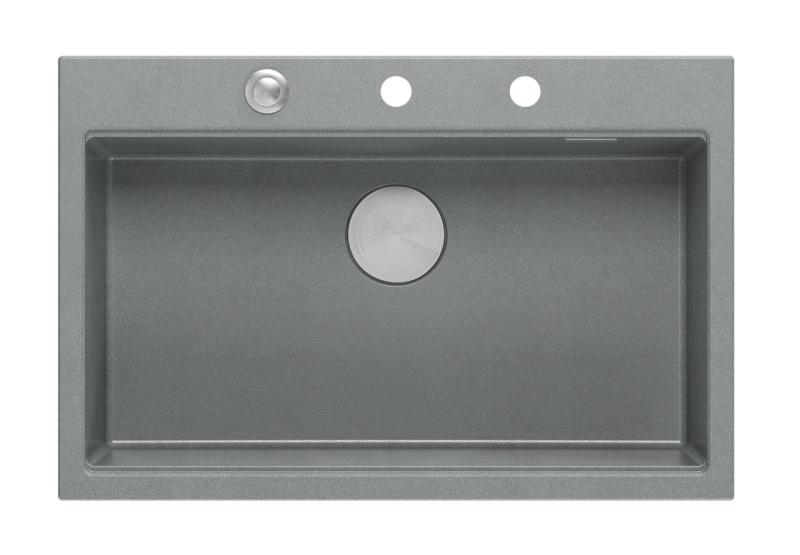 Quadri Hard Rock šedý žulový nastaviteľný veľký drez 76x50cm vrátane nerezovej zátky a príslušenstva 1208967430