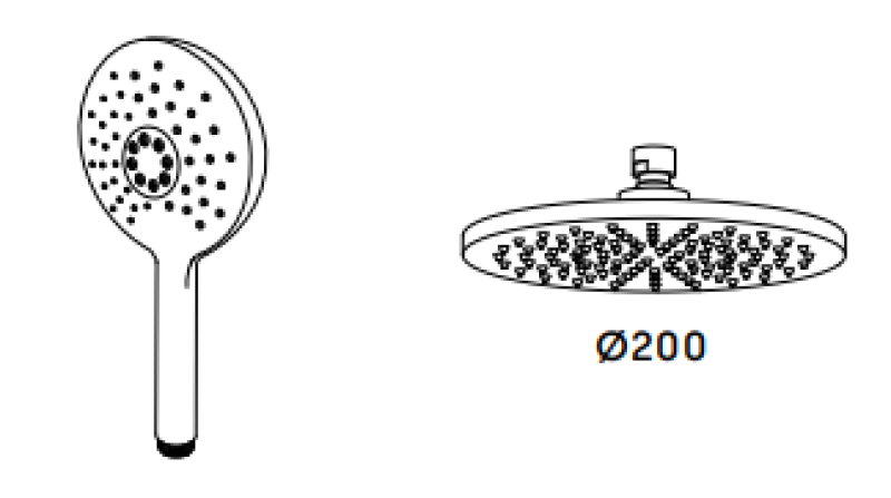 Waterevolution Flow sprchová kombinácia s dažďovou sprchou matná čierna 200 mm T141NRPR
