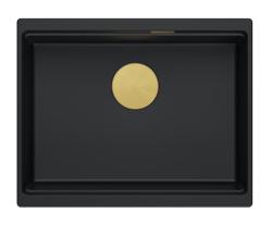 Quadri Newport II žulový poddrez čierny drez 560x450 mm so zlatou zátkou a odtokovým krytom 1208967449