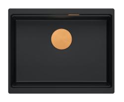 Quadri Newport II žulový podmontážny čierny drez 560x450mm s medenou zátkou a odtokovým viečkom 1208967450