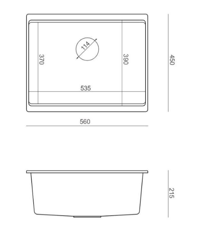 Quadri Newport II žulový podmontážny čierny drez 560x450mm s medenou zátkou a odtokovým viečkom 1208967450