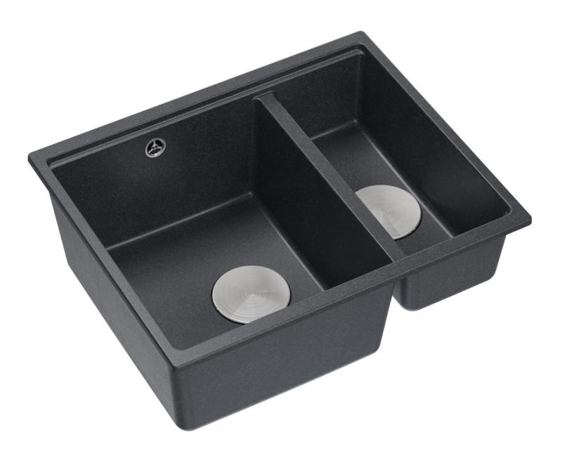 Quadri Newport II antracit 1,5 drez žula montáž na povrch a pod povrch drez 555x460mm s nerezovou zátkou 1208967472