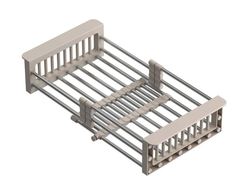 Quadri Univerzálny vysúvací košík, košík na odpadky alebo zvyšky, nerezová oceľ s béžovými rukoväťami, šírka 225 mm, 1208967544